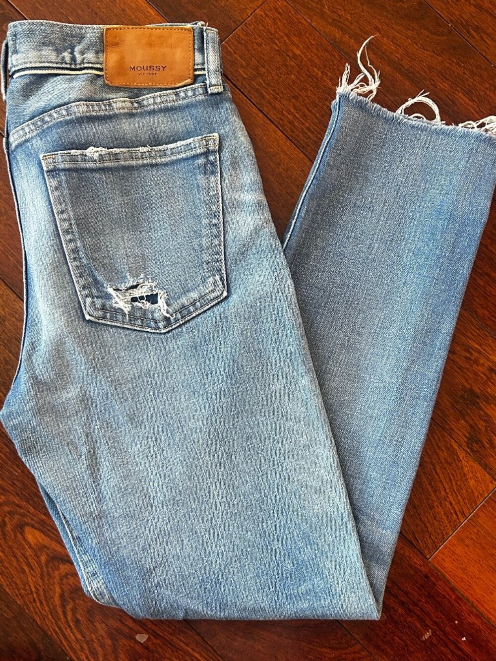 Moussy Vintage Howa Straight Jeans Size 28 Distressed Raw Hem - Picture 5 of 8
